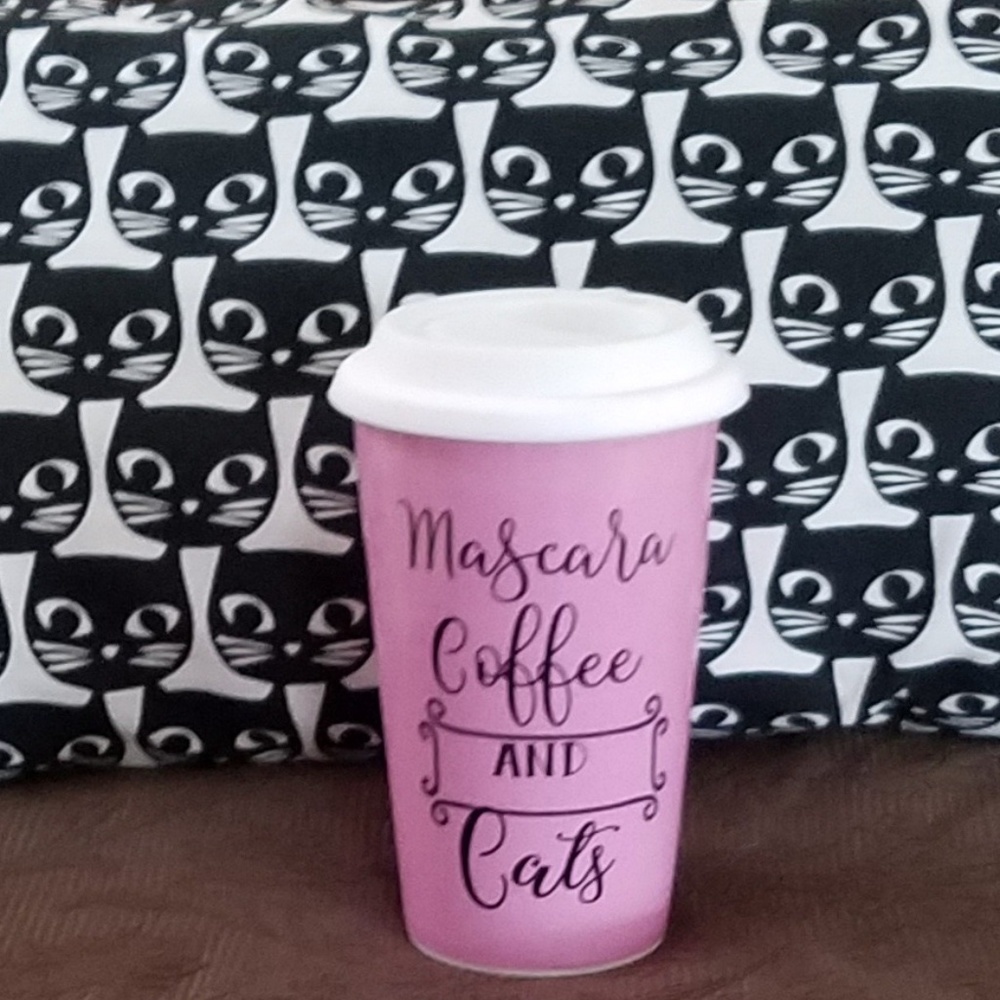 Mascara, Coffee, Cats Coffee/Tea Travel MugTumbler